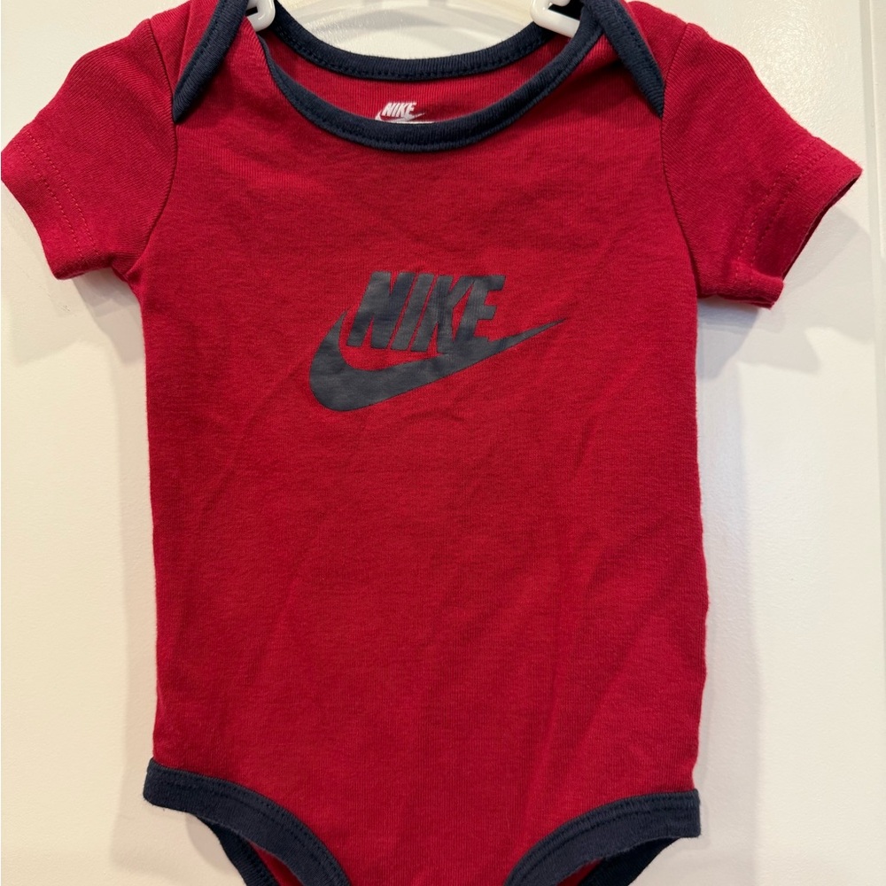 Nike Red and Black Bodysuit with Swoosh Logo